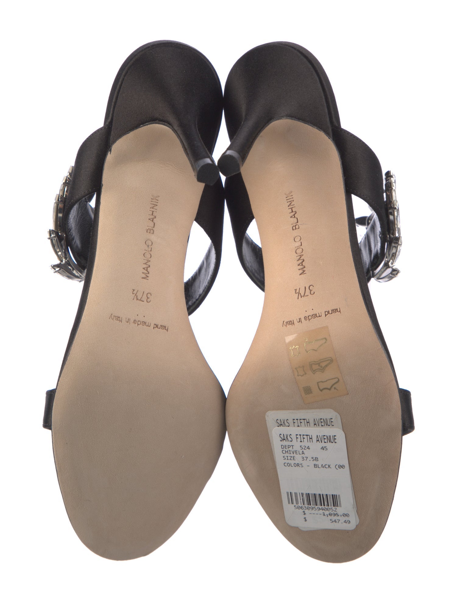 Manolo Blahnik Satin Crystal Embellishments Slides